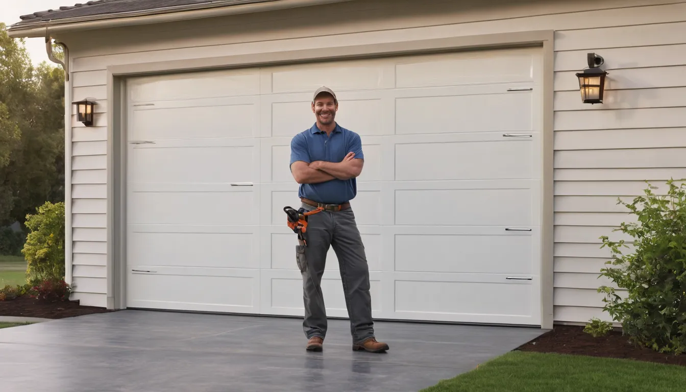 A provider installing a new garage door on a home in Chanhassen